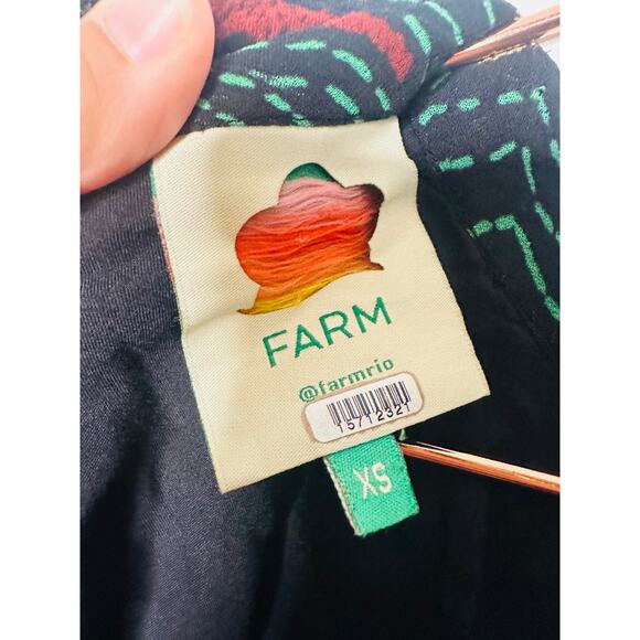 FARM RIO Black Amazonia High Neck Jungle Theme Ruffle Tiers Maxi Dress Size XS - Picture 8 of 16